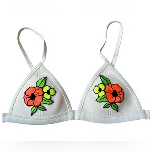 Triangl Swimwear - Women’s Floral Embroidered Neoprene Bikini Top (EUC) Size: S